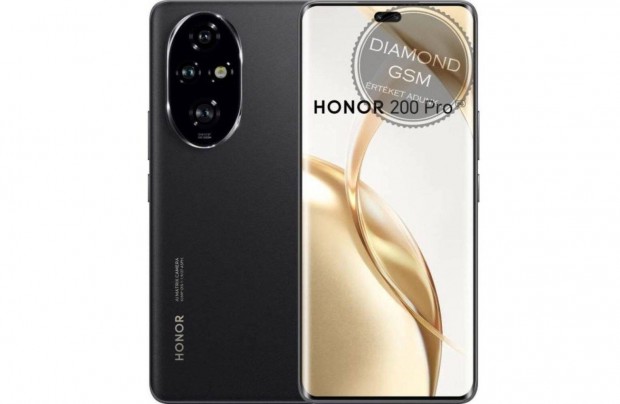 j Honor 200 Pro 512/12 GB Dual, Fekete sznben, gyri