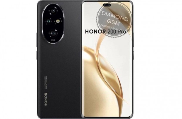 j Honor 200 Pro 512/12 GB Dual, Fekete sznben, gyri