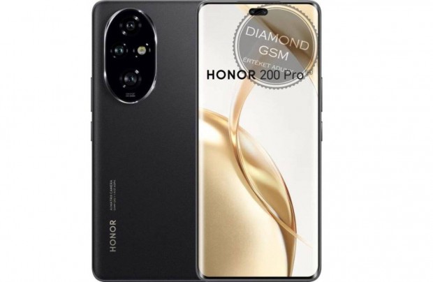 j Honor 200 Pro 512/12 GB Dual, Fekete sznben, gyri