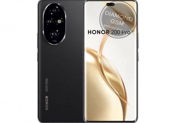 j Honor 200 Pro 512/12 GB Dual, Fekete sznben, gyri