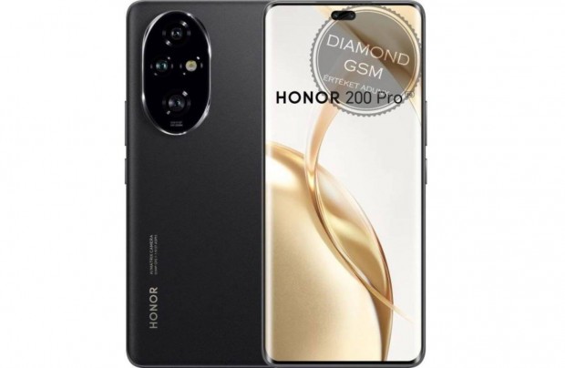 j Honor 200 Pro 512/12 GB Dual, Fekete sznben, gyri