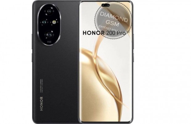 j Honor 200 Pro 512/12 GB Dual, Fekete sznben, gyri