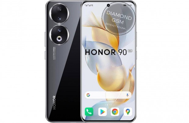 j Honor 90 5G 256/8 GB Dual, Fekete sznben, gyri