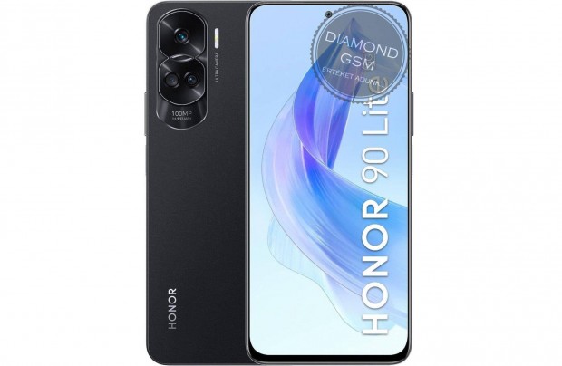 Új Honor 90 Lite 5G 256/8 GB Dual, Fekete színben, gyári