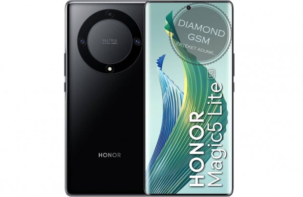 j Honor Magic5 Lite 5G 256/8 GB Dual, Fekete sznben, gyri