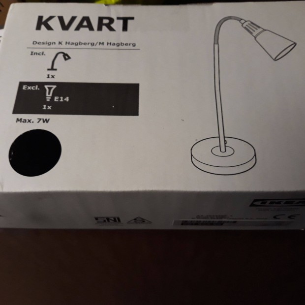 j Ikea Kvart asztali lmpa, fekete, dobozban