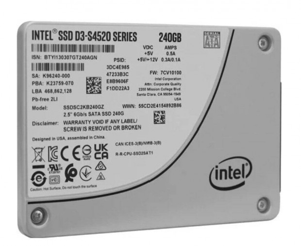 Új Intel D3-S4520 240GB prémium ipari SSD meghajtók