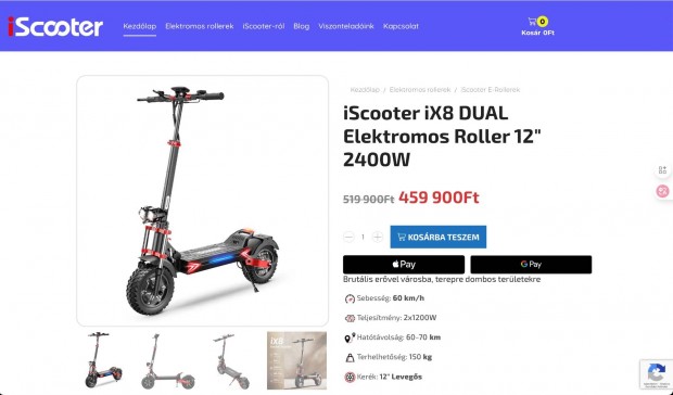 Új Iscooter IX8 Dual elektromos roller