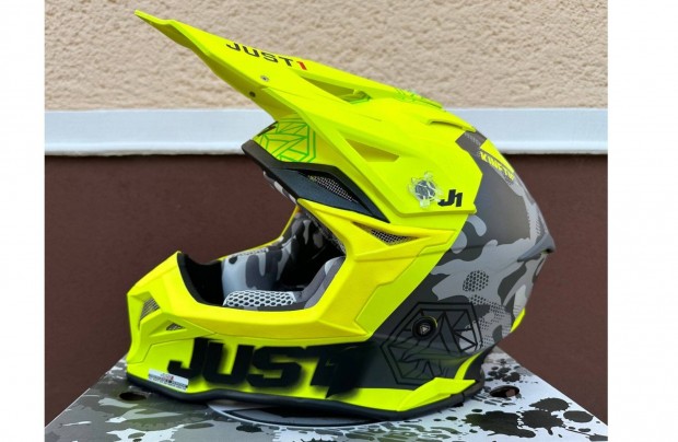 j Just1 J39 matt fluo srga/camo MX, cross sisak, buksisak (S)