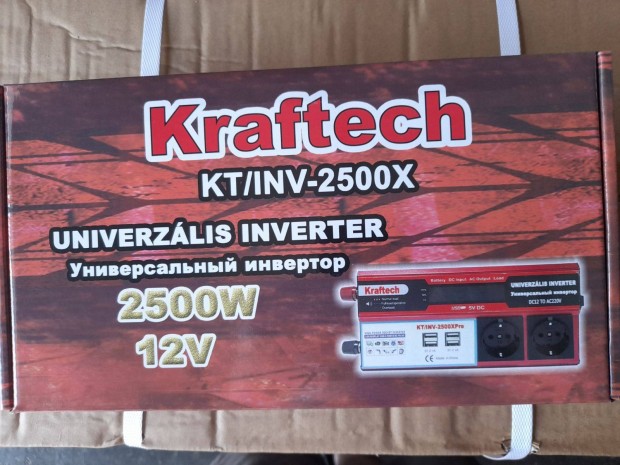 Új Kraftech áramátalakító inverter autóba 12-220V 2500W eladó