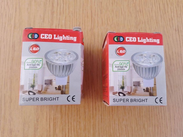 Új LED izzó, égő, lámpa MR16, fehér, 12V, 4x1W (Geo Lighting)