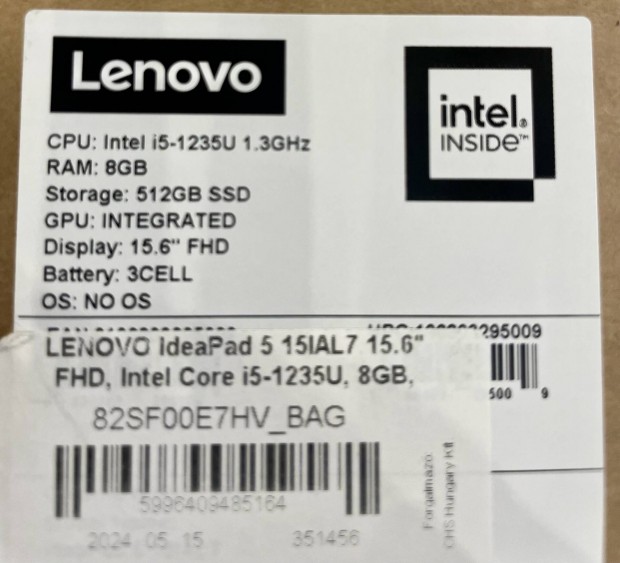 j Lenovo Ideapad 5 15IAL7 Laptop i5-1235/8gb 3 v Gari