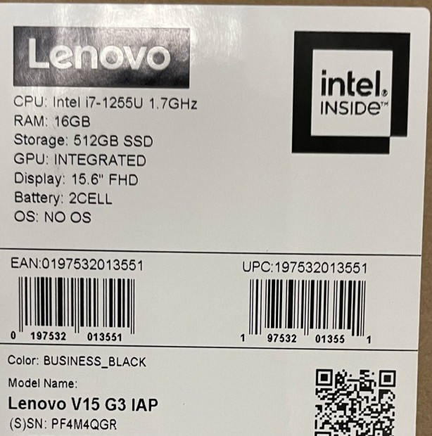 j Lenovo V15 G3 Laptop i7-1255/16Gb 2v Gari