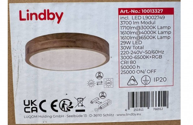 j Lindby Smart LED Mennyezeti Lmpa Innes Fa 51 cm RGB CCT RGB Tuya