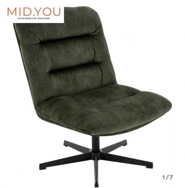 Új Mid.You forgófotel fotel zöld bársony design smaragdzöld