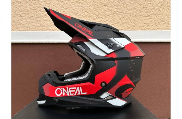 j Oneal 2 series fekete/piros/fehr enduro/cross sisak, buksisak (L)