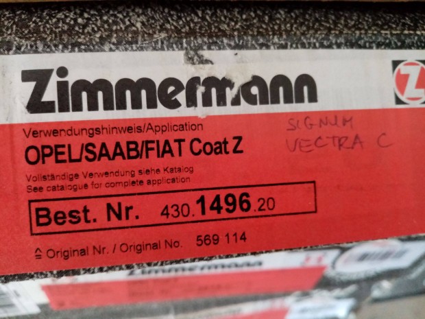 Új Opel Signum Vectra C Zimmermann 2002-2009 féktárcsa 430149620