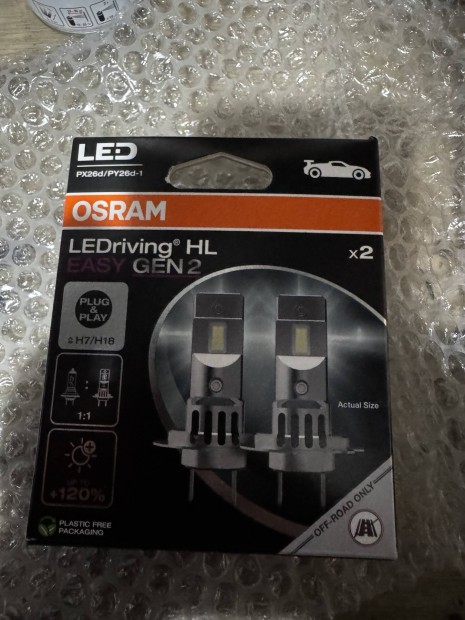 Uj Osram Ledriving HL EASY GEN 2 H7/H18 LED fényszóró lámpa 2db/csomag