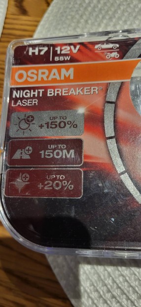 j Osram  12V 55W H7 Px26d Night Breaker Laser izz,  2darab 150%