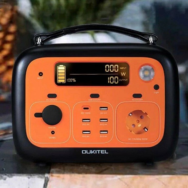 j Oukitel P501E Portable Power Station 505WH 500W +60w szolr