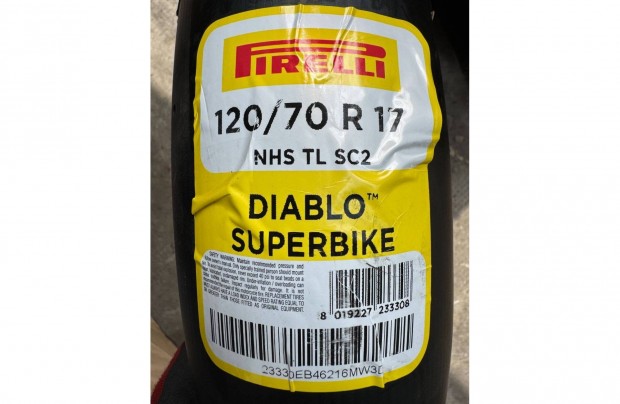 Új Pirelli Diablo Superbike 120/70 R17 SC2 NHS Front Első Motor Gumi