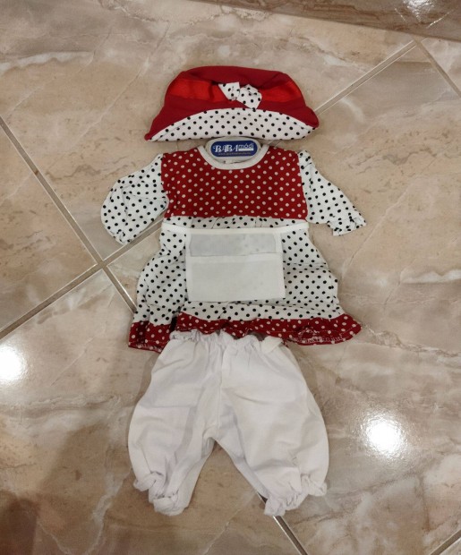 Új Pöttyös nyáriruha kalappal / Babaruha szett 45 cm-es babára készség