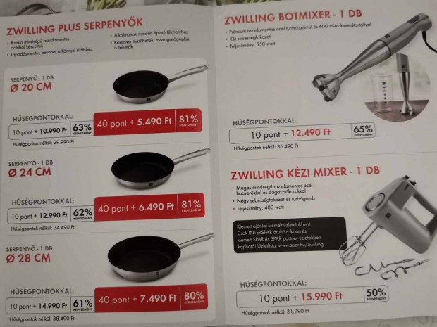 j SPAR Pontgyjtfzetbe pontok Zwilling termkekrt 50 Ft/pont