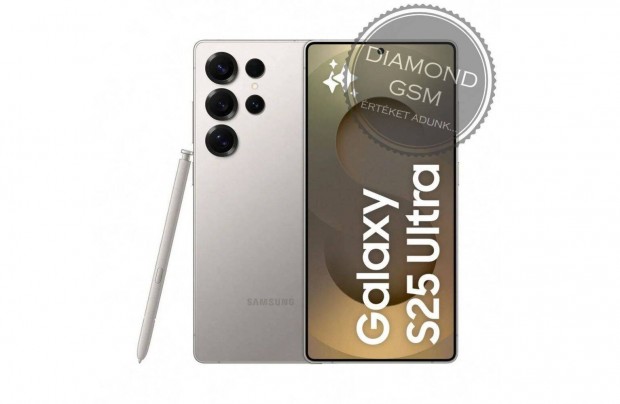 Új Samsung S938B/DS S25 Ultra 5G 512GB 12GB Dual, Szürke Titán