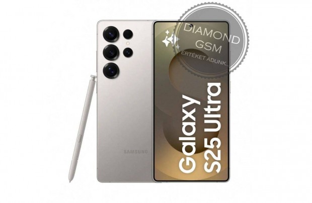 Új Samsung S938B/DS S25 Ultra 5G 512GB 12GB Dual, Szürke Titán