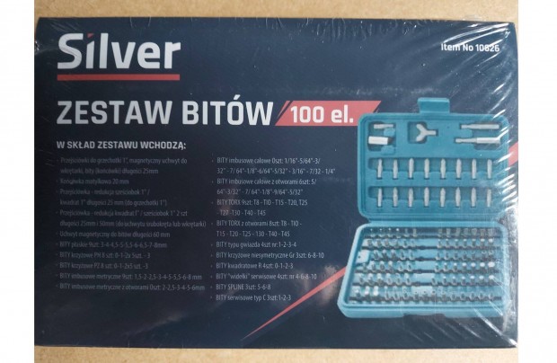 j Silver 100 db-os bit-fej csavarbehajt kszlet Minsgi termk!