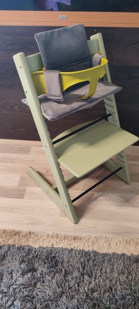 j Stokke Tripp Trapp moss green fa etetszk baby set prna szett