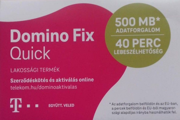 j Telekom Domino Fix SIM krtya - 500 MB/40 perc