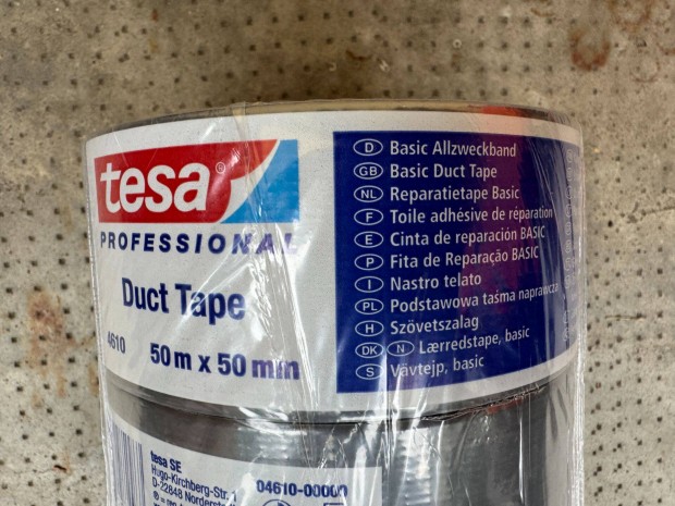 j Tesa Basic Duct Tape Ragasztszalag Szrke 50 m x 50mm Szvetszalag