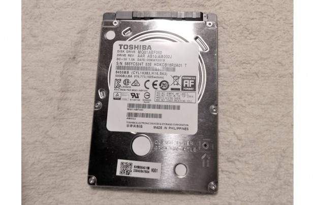 Új Toshiba 500 GB laptop HDD 2.5" 7 mm Merevlemez winchester hard disk