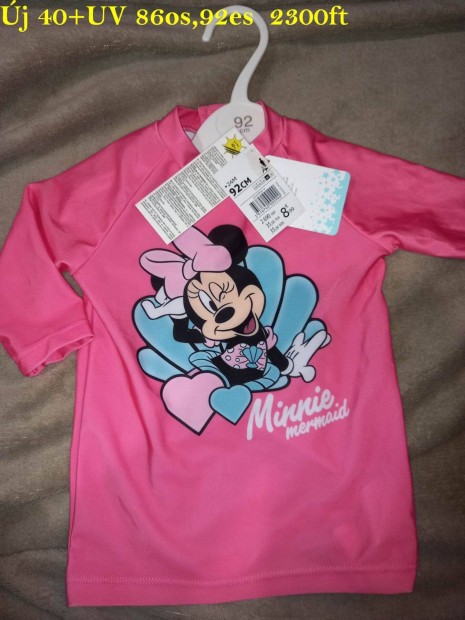 Új UV védős Mikiegér Minnie mintás lány fürdőpóló, fürdőruha,