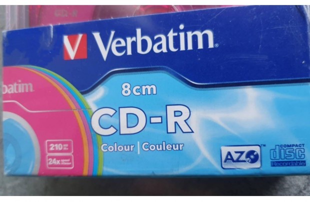 Új Verbatim. Minőségi 8cm, CD-R színes lemezek. 5db gyári