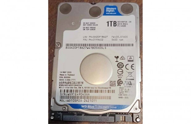 Új Western Digital 1 TB, 1000 GB laptop HDD 2.5" Merevlemez winchester