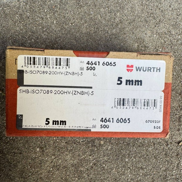 Új Würth Lapos Acél Alátét Éltörés Nélkül ISO 7089 200 HV 46416065