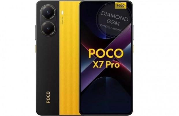 Új Xiaomi Poco X7 Pro 5G 512GB 12GB Dual, Sárga színben,