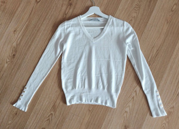 Uj Zara hófehér női finomkötött pulóver