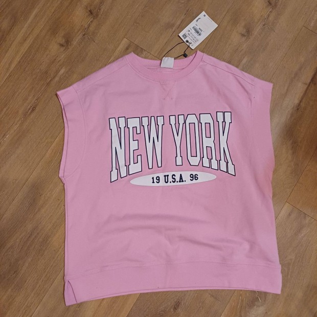 Új Zara rózsaszín,.New York feliratú lányka mellény ( 164)