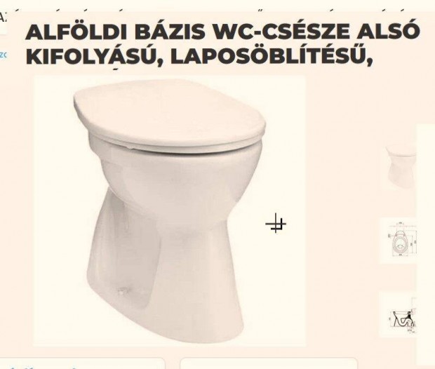 Új! Alföldi wc csésze alsó kifolyású, lapos öblitésű