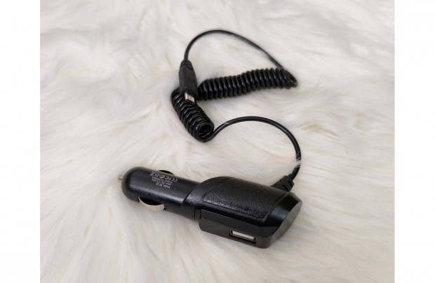 Új! Autós szivargyújtó mobiltelefon töltő Micro USB + USB