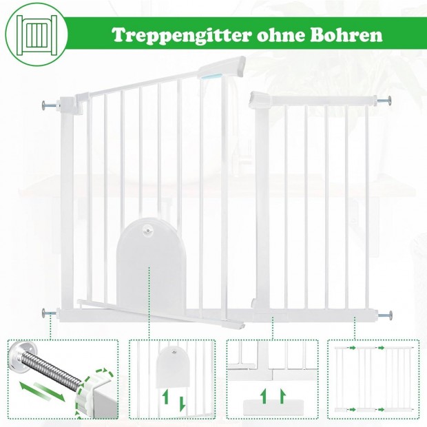 j! Biztonsgi kapu 105-115 cm kisllat ajtval fehr