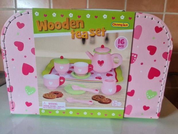 j! Bontatlan  wooden tea set,16 db os fa teskszlet kofferben