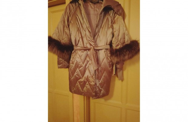 Új! Camelhair designer exlusíve szőrmés, kapucnis téli kabát