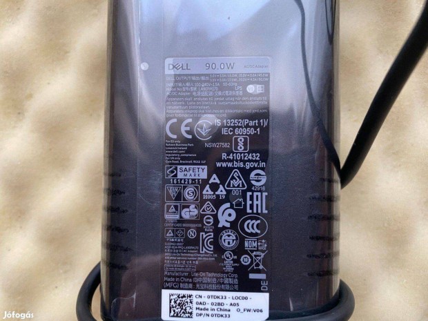Új! Dell 90W USB-C töltő Dell 90W Usbc adapter LA90PM170 TDK33 0TDK33