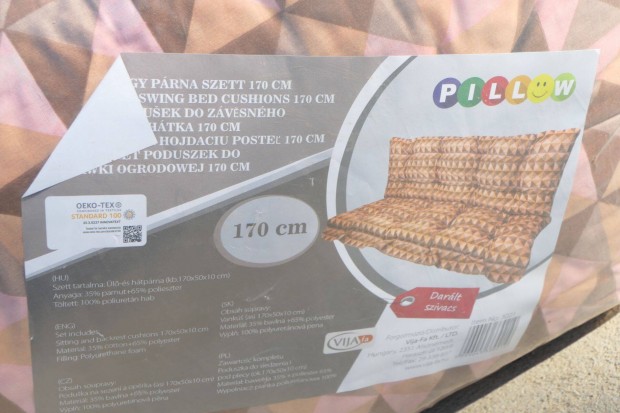 Új! Hintaágy párna 170 cm darált szivacs párna kerti hintához