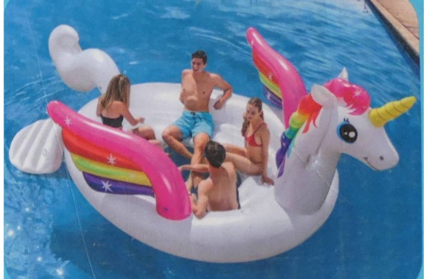 Új! Intex Unikornis óriás úszó sziget matrac 429x302x152cm