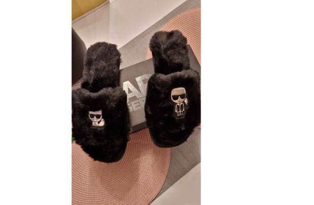 j, Karl Lagerfeld, fekete papucs, 39-es mret (M-es) bt 25 cm